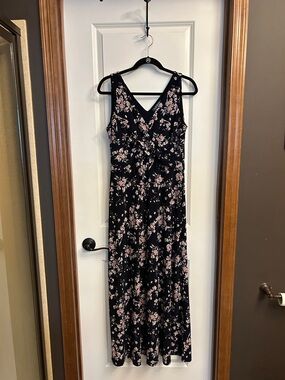 Ralph Lauren very dark navy Maxi Dress with Pink Floral Print